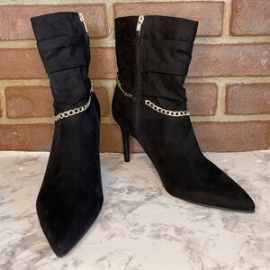 NEW Marc Fisher Danisa Black Heel Chain Booties-Size 9 1/2